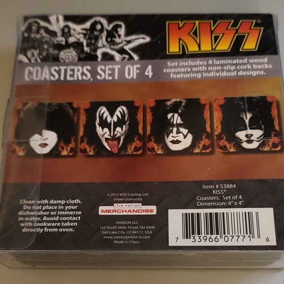 KISS Vintage Original Coasters NIP Rock & Roll Band 4 Coaster Set Unopened MIP - Picture 1 of 8